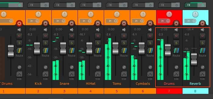 blend reverb with drums